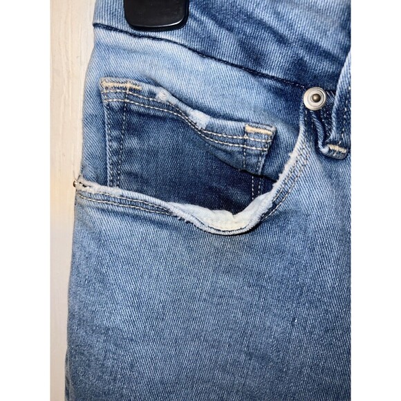 Good American GOOD FLARE Jeans Womens Sz 0/25 Raw Exposed Button Front Lightwash - Picture 5 of 9